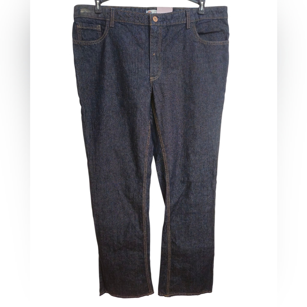 Dickies Relaxed Bootcut Jeans Womens Dark Blue Wash Denim 14T Tall New *Read